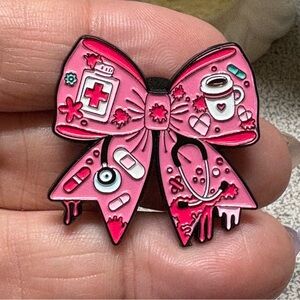 NURSING Pink Bow Enamel Pin